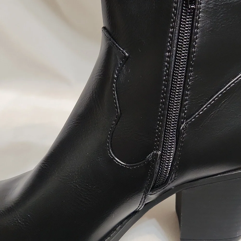 Truffle Collection Black Silver Western Steel Toe Ankle Boots (W Size 38)